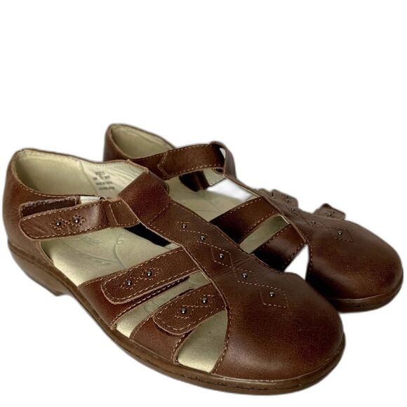 Propet Shoes - Propet Heather Fisherman Sandals Brown Leather Embroidery Grandmacore Sz 7 1/2